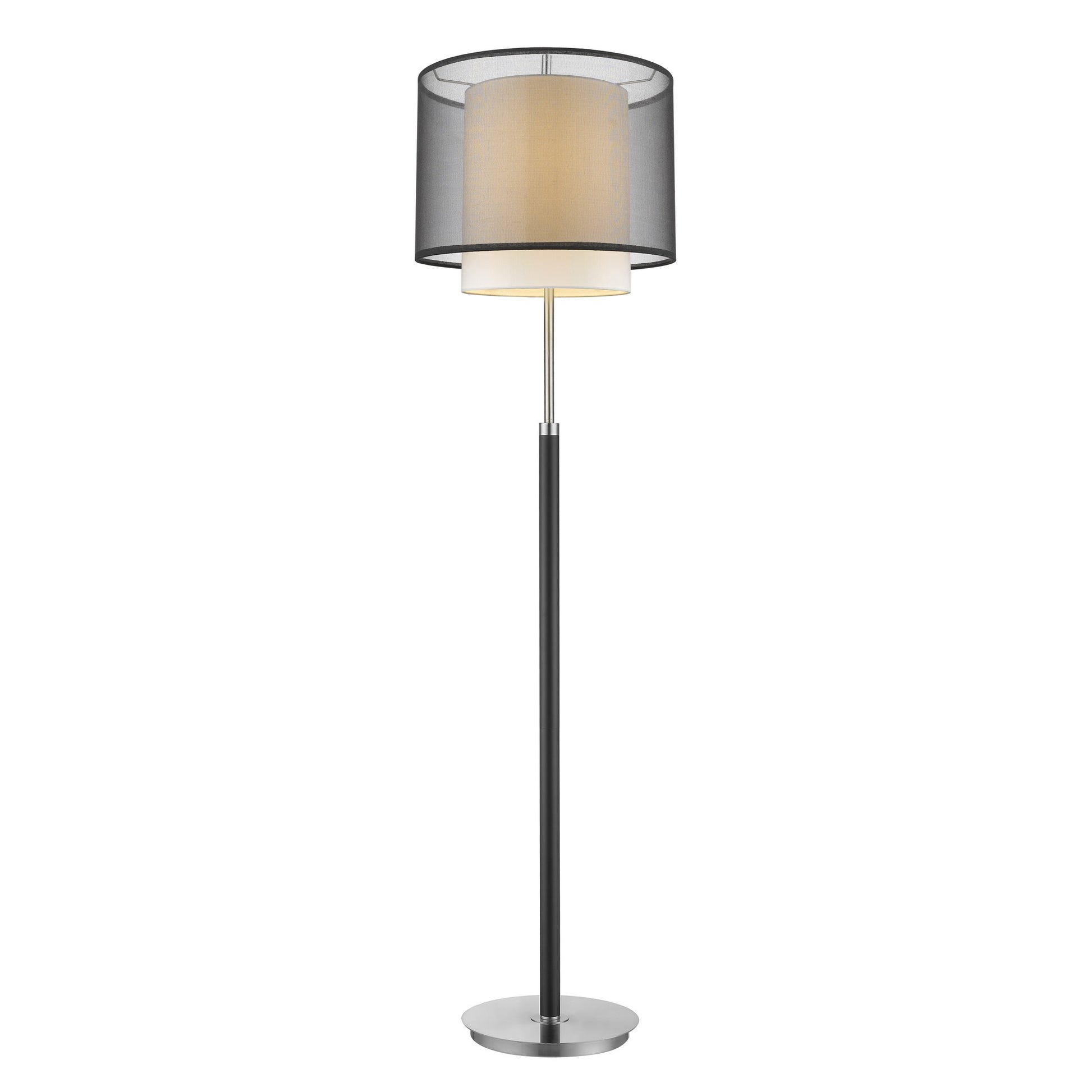 62" Floor Lamp With Black And White Fabric Drum Shade-Floor Lamps-DECOROLALA