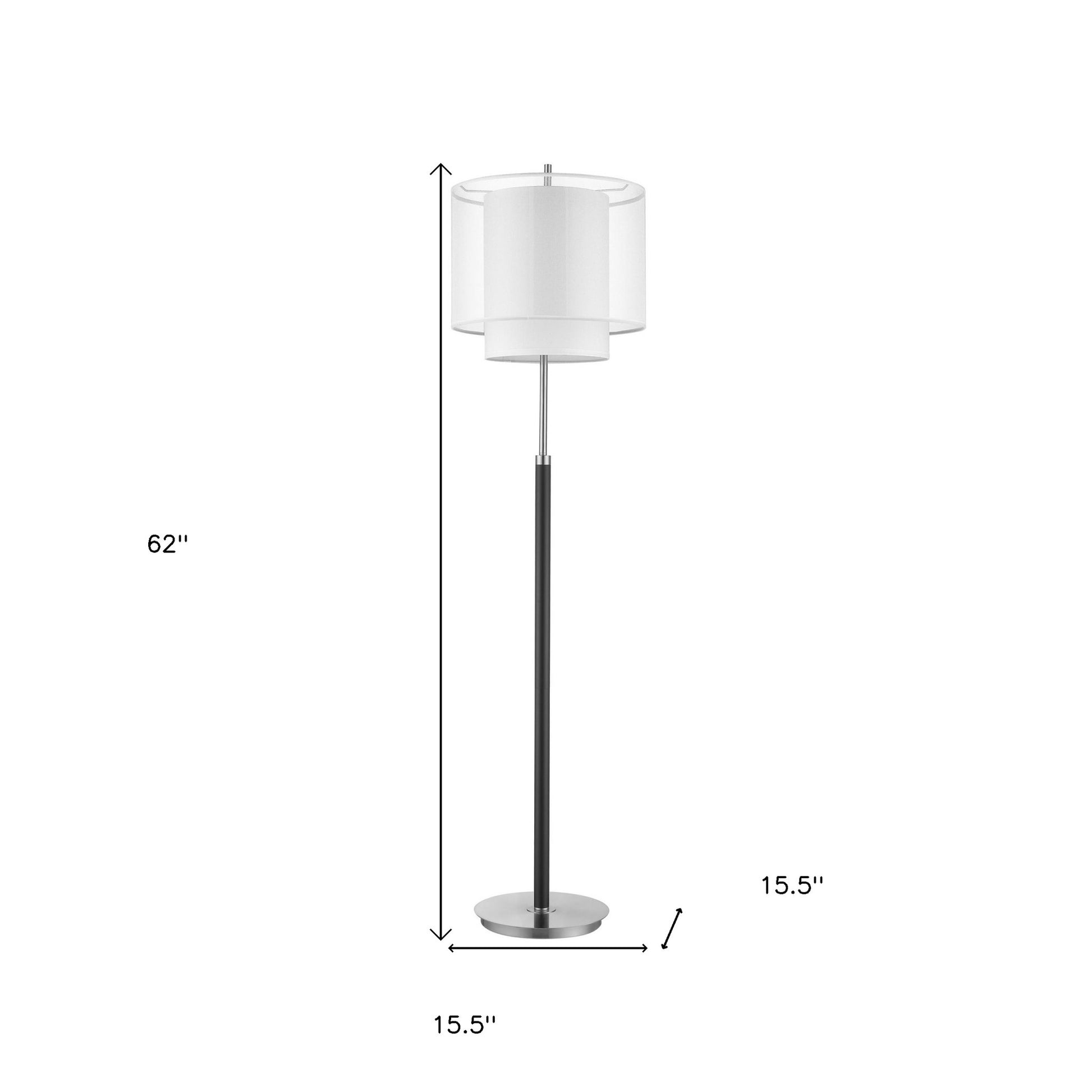 62" Floor Lamp With White Fabric Drum Shade-Floor Lamps-DECOROLALA