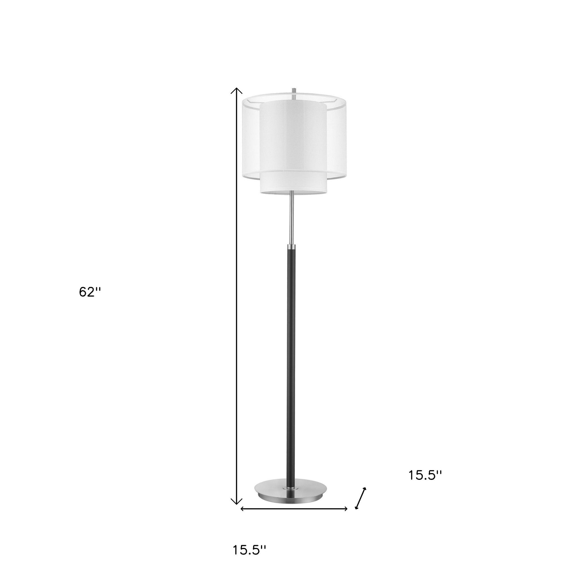 62" Floor Lamp With White Fabric Drum Shade-Floor Lamps-DECOROLALA