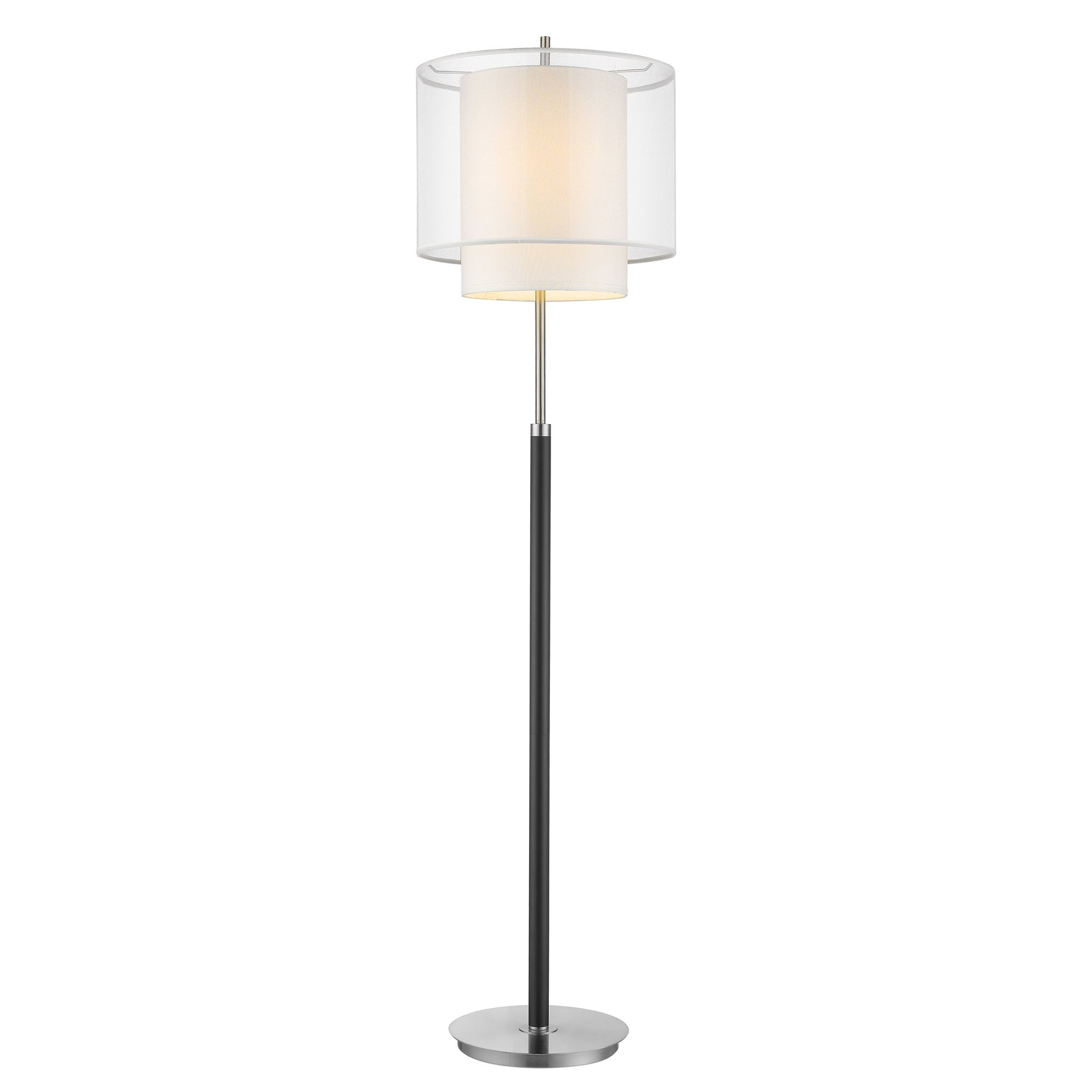 62" Floor Lamp With White Fabric Drum Shade-Floor Lamps-DECOROLALA
