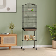62" Rolling Bird Cage with Storage Shelf and Wheels - Black-Birds-DECOROLALA