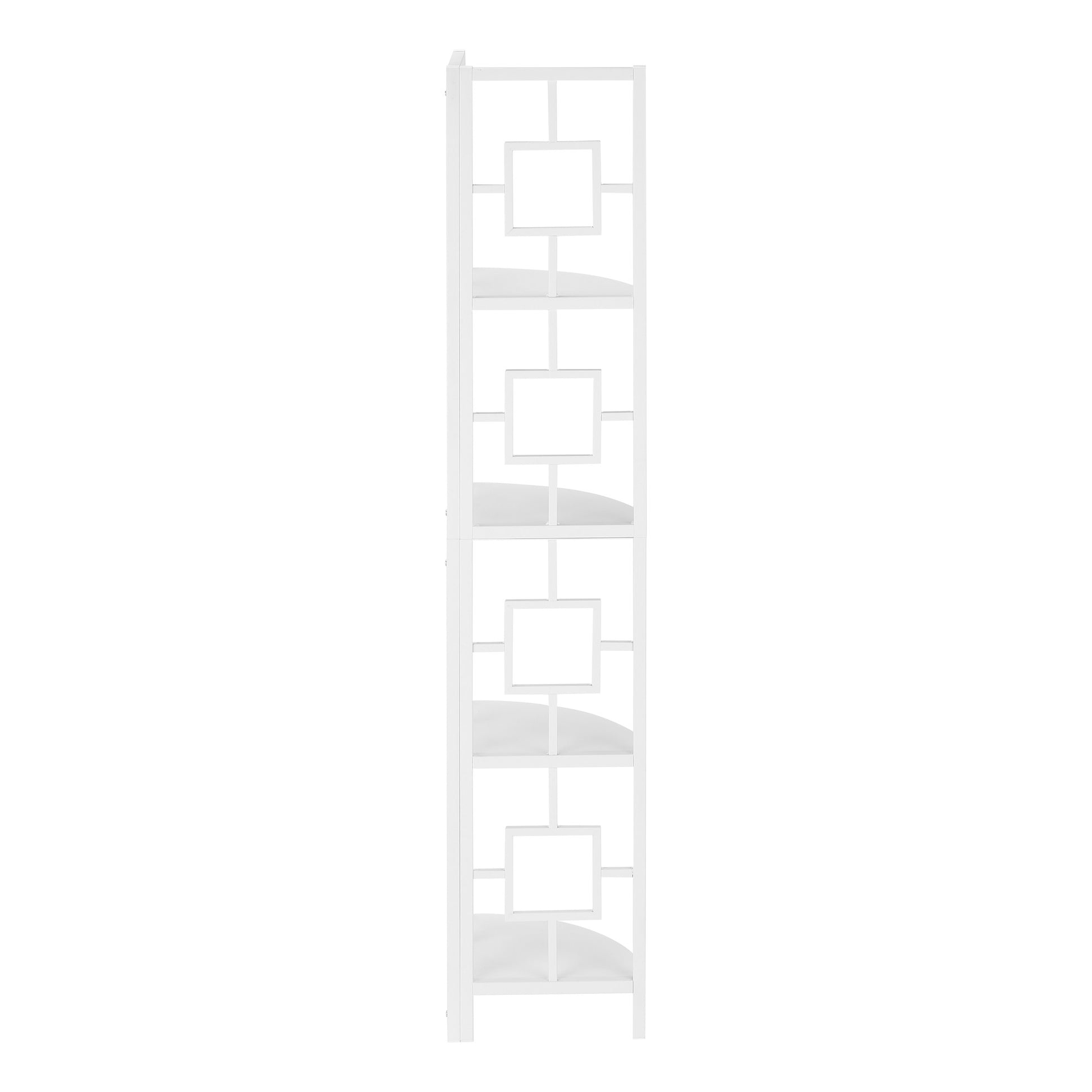 62" White Metal Corner Bookcase-Bookcases-DECOROLALA