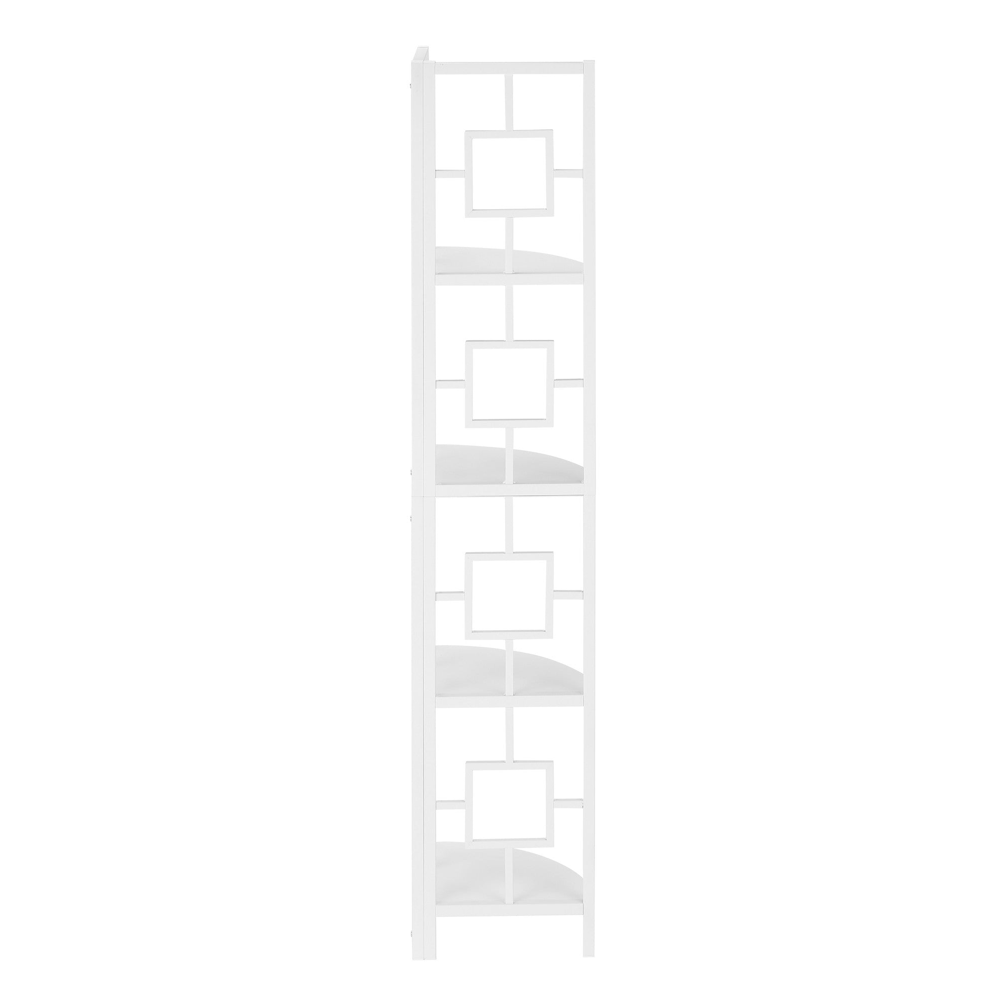 62" White Metal Corner Bookcase-Bookcases-DECOROLALA