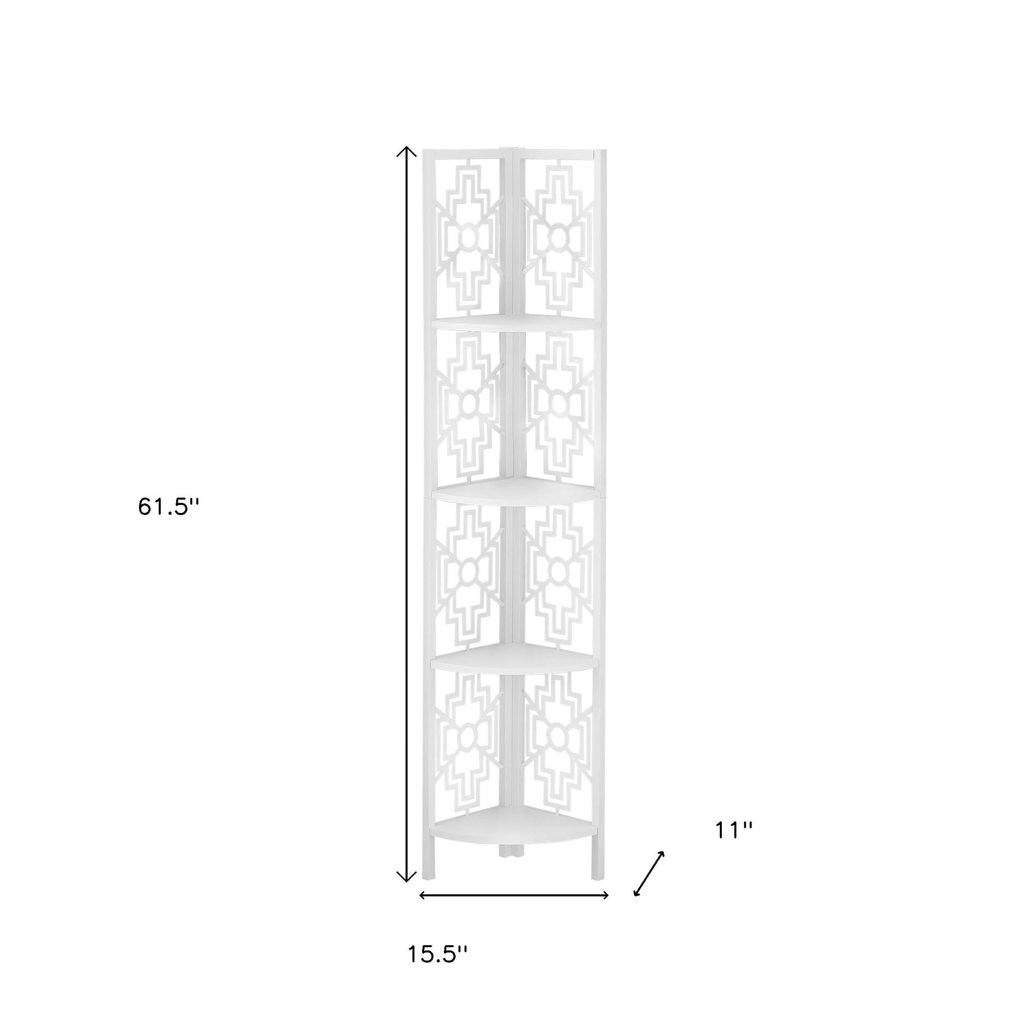 62" White Metal Corner Bookcase-Bookcases-DECOROLALA