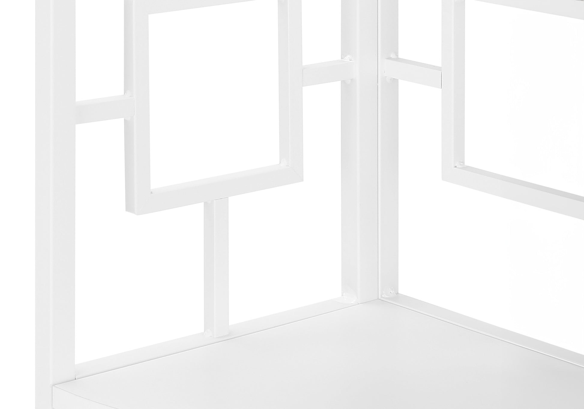 62" White Metal Corner Bookcase-Bookcases-DECOROLALA