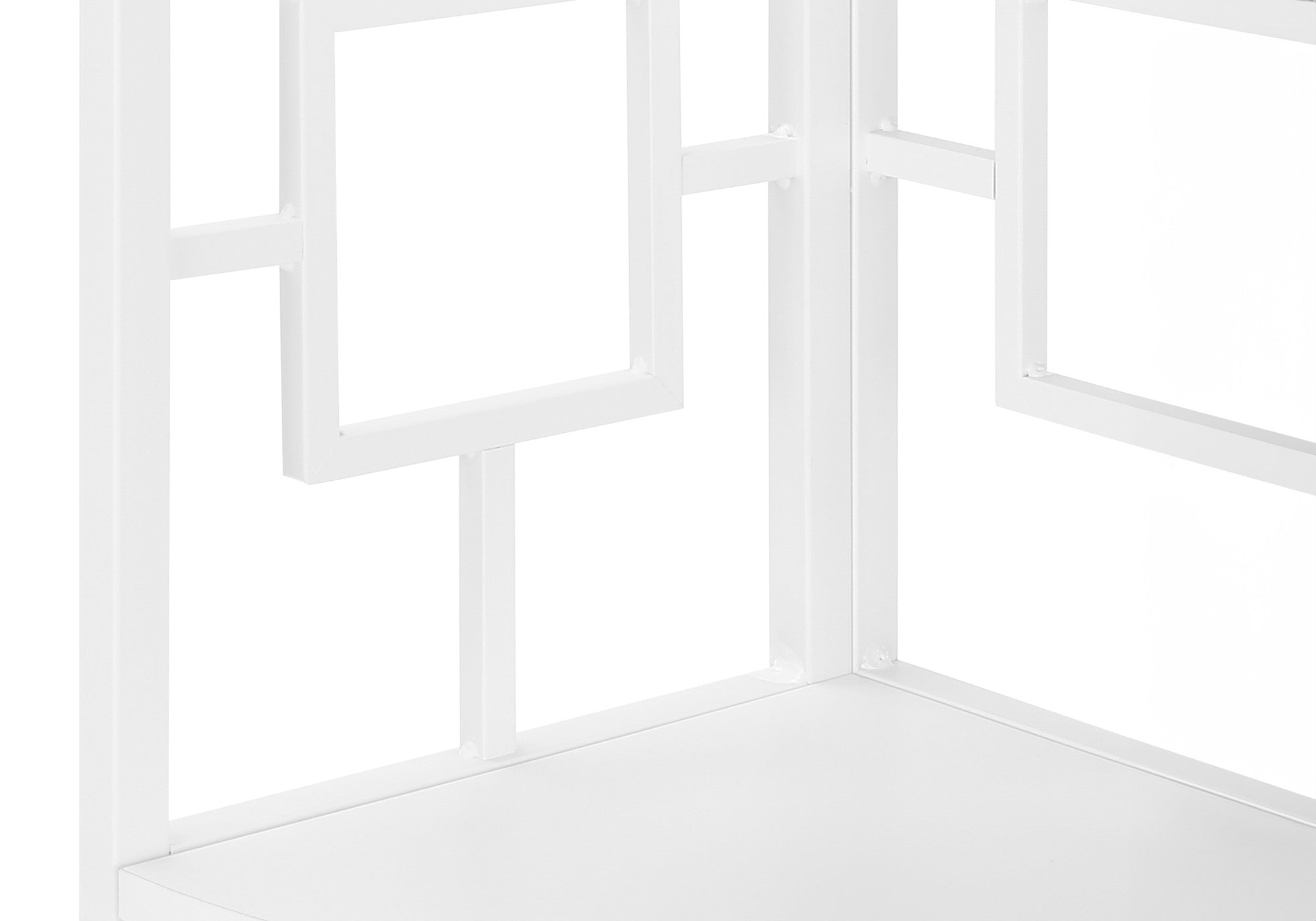 62" White Metal Corner Bookcase-Bookcases-DECOROLALA