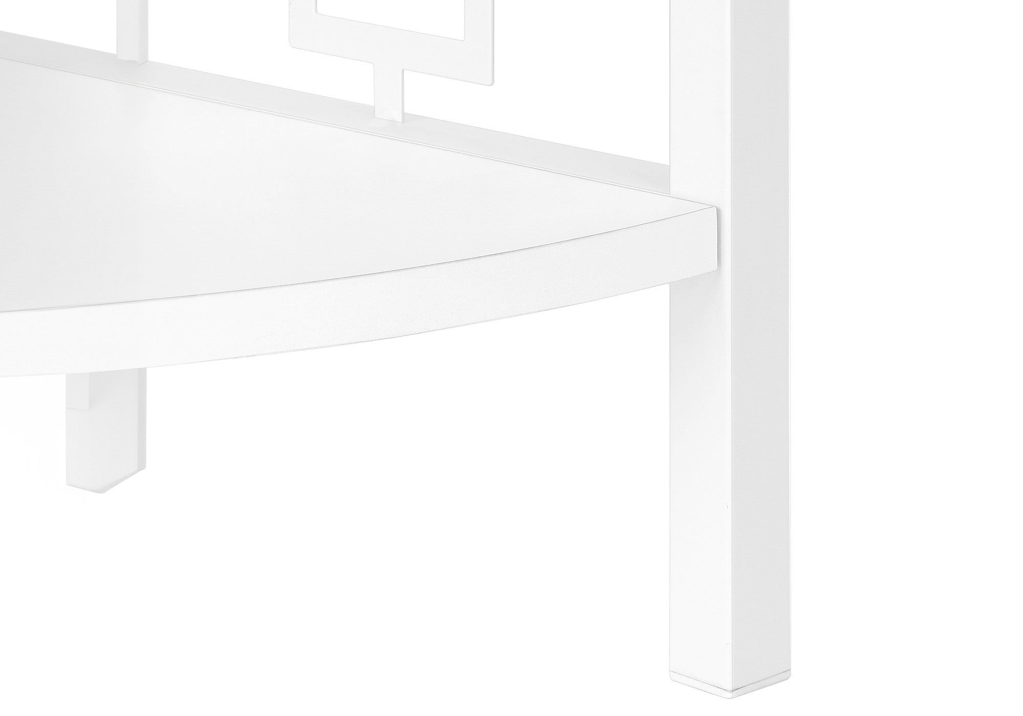 62" White Metal Corner Bookcase-Bookcases-DECOROLALA