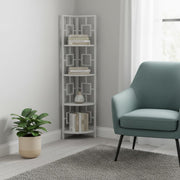 62" White Metal Corner Bookcase-Bookcases-DECOROLALA
