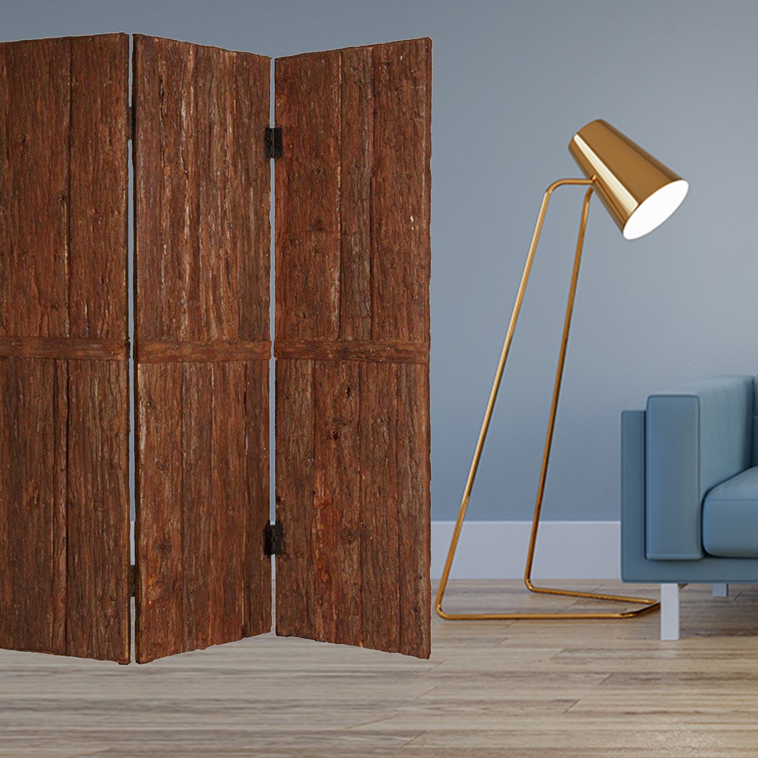 62" X 72" Brown Wood Tahoe Screen-Room Dividers-DECOROLALA