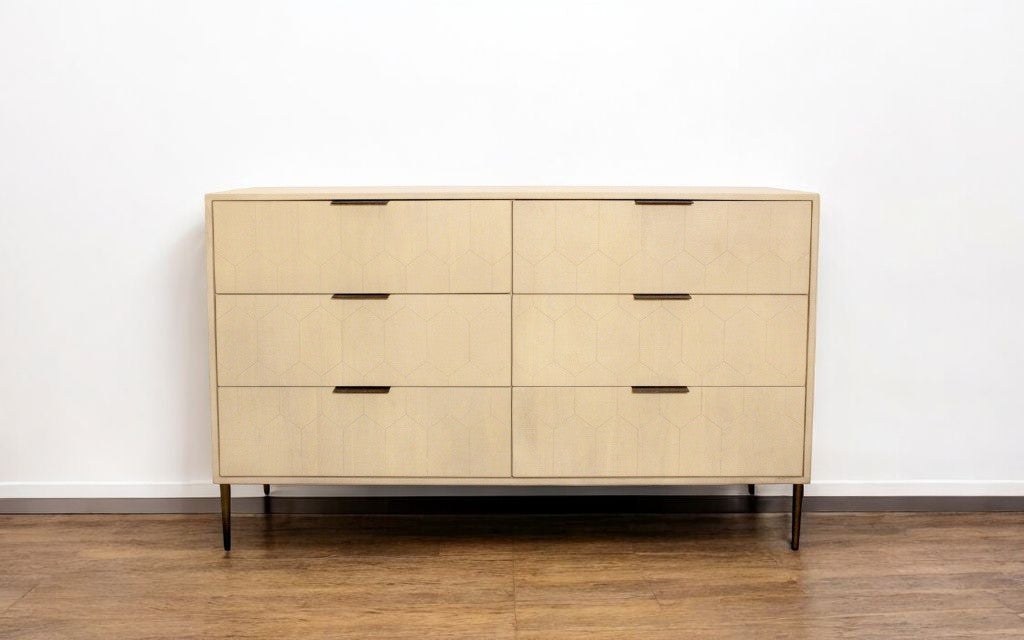 56" Natural Solid Wood Six Drawer Dresser-Dressers-DECOROLALA