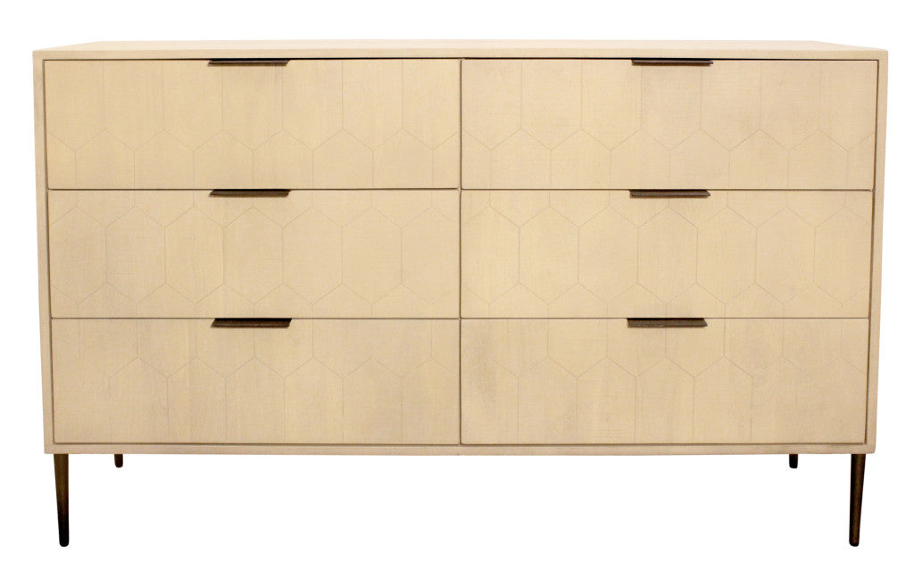 56" Natural Solid Wood Six Drawer Dresser-Dressers-DECOROLALA