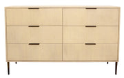 56" Natural Solid Wood Six Drawer Dresser-Dressers-DECOROLALA