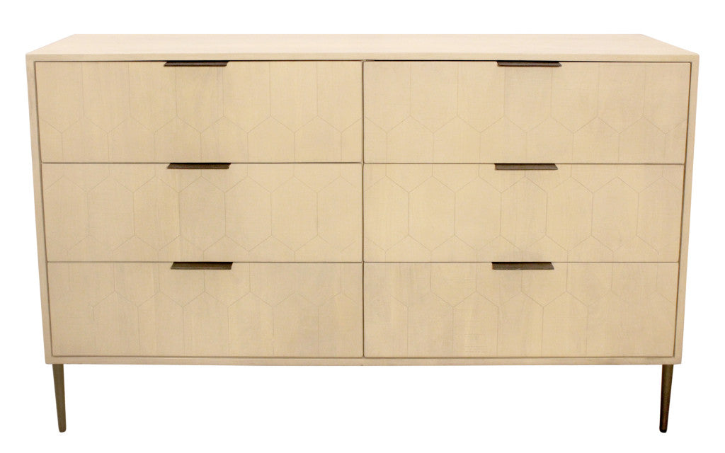 56" Natural Solid Wood Six Drawer Dresser-Dressers-DECOROLALA