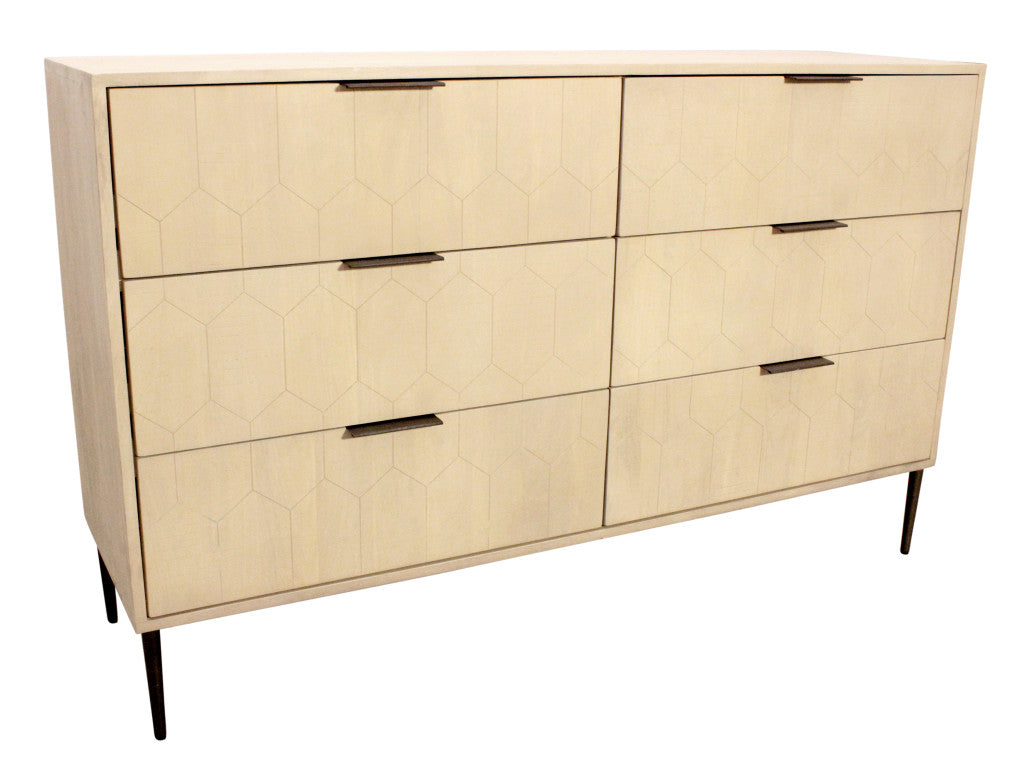 56" Natural Solid Wood Six Drawer Dresser-Dressers-DECOROLALA