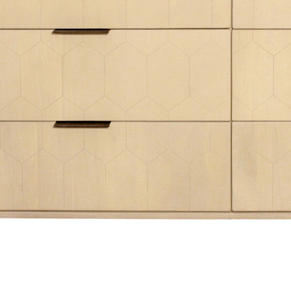 56" Natural Solid Wood Six Drawer Dresser-Dressers-DECOROLALA