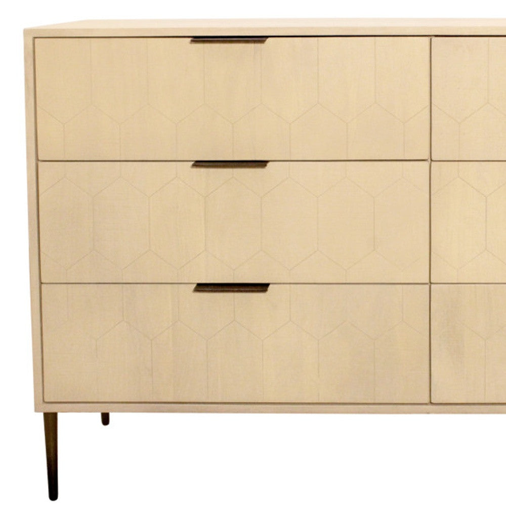 56" Natural Solid Wood Six Drawer Dresser-Dressers-DECOROLALA
