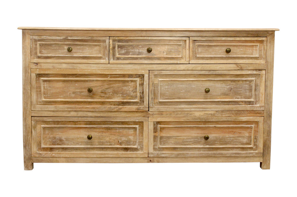 68" Natural Solid Wood Seven Drawer Dresser-Dressers-DECOROLALA