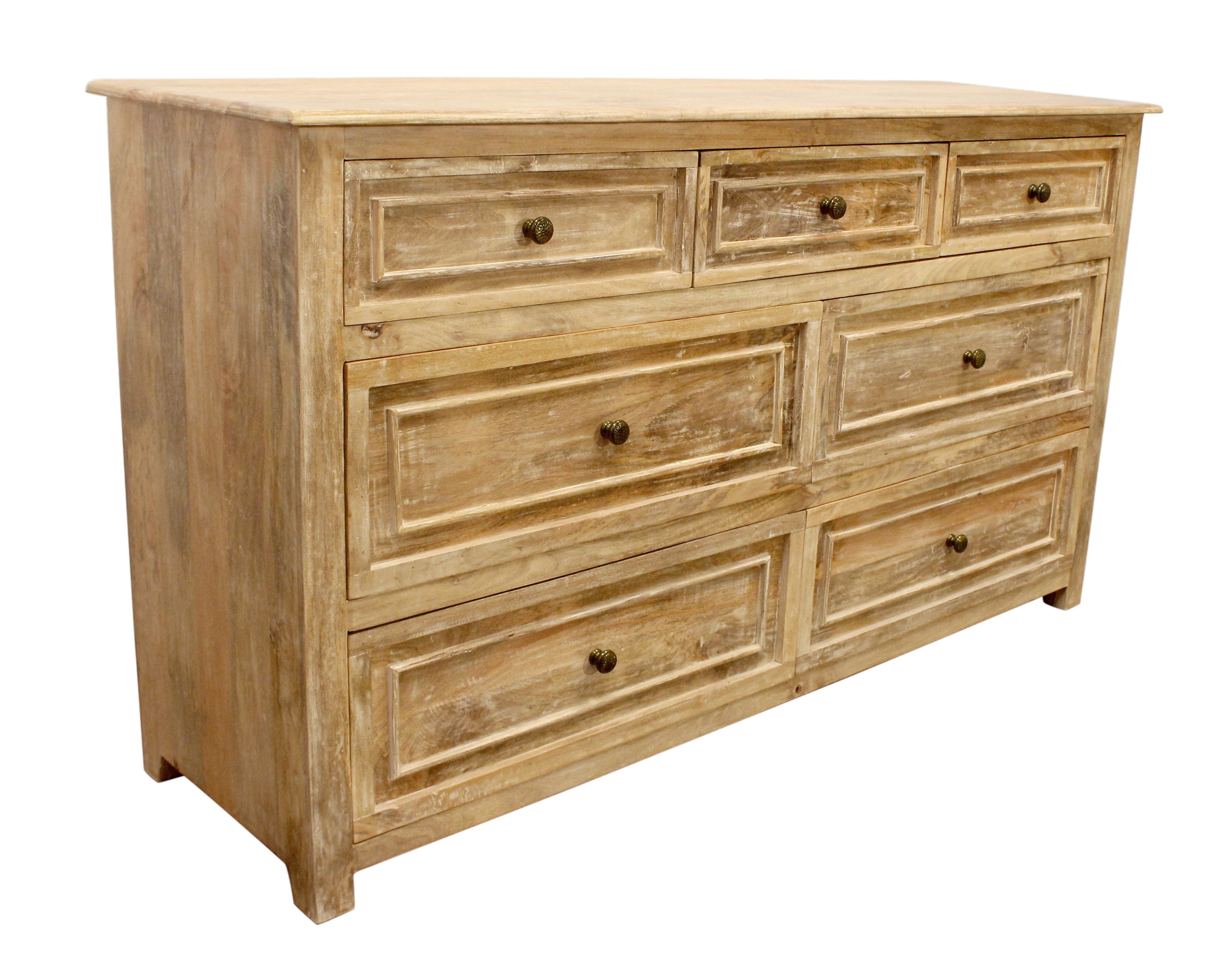 68" Natural Solid Wood Seven Drawer Dresser-Dressers-DECOROLALA