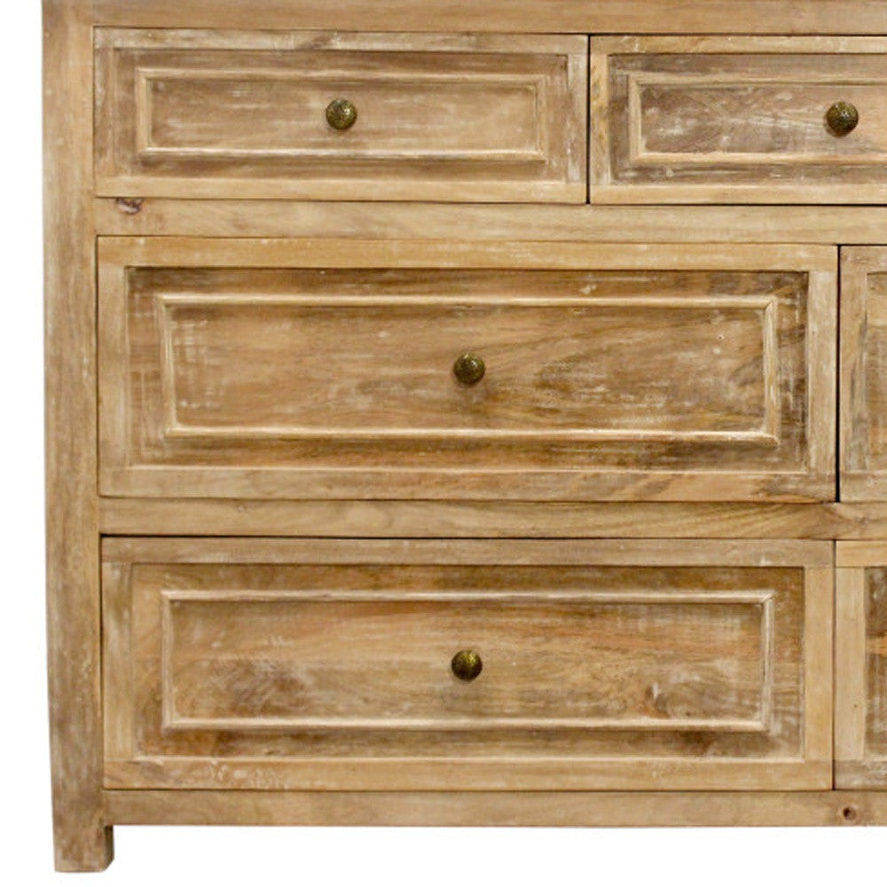 68" Natural Solid Wood Seven Drawer Dresser-Dressers-DECOROLALA