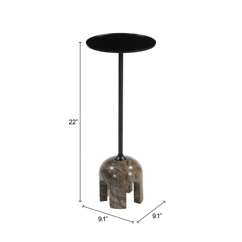 22" Brown Marble Pedestal End Table-8