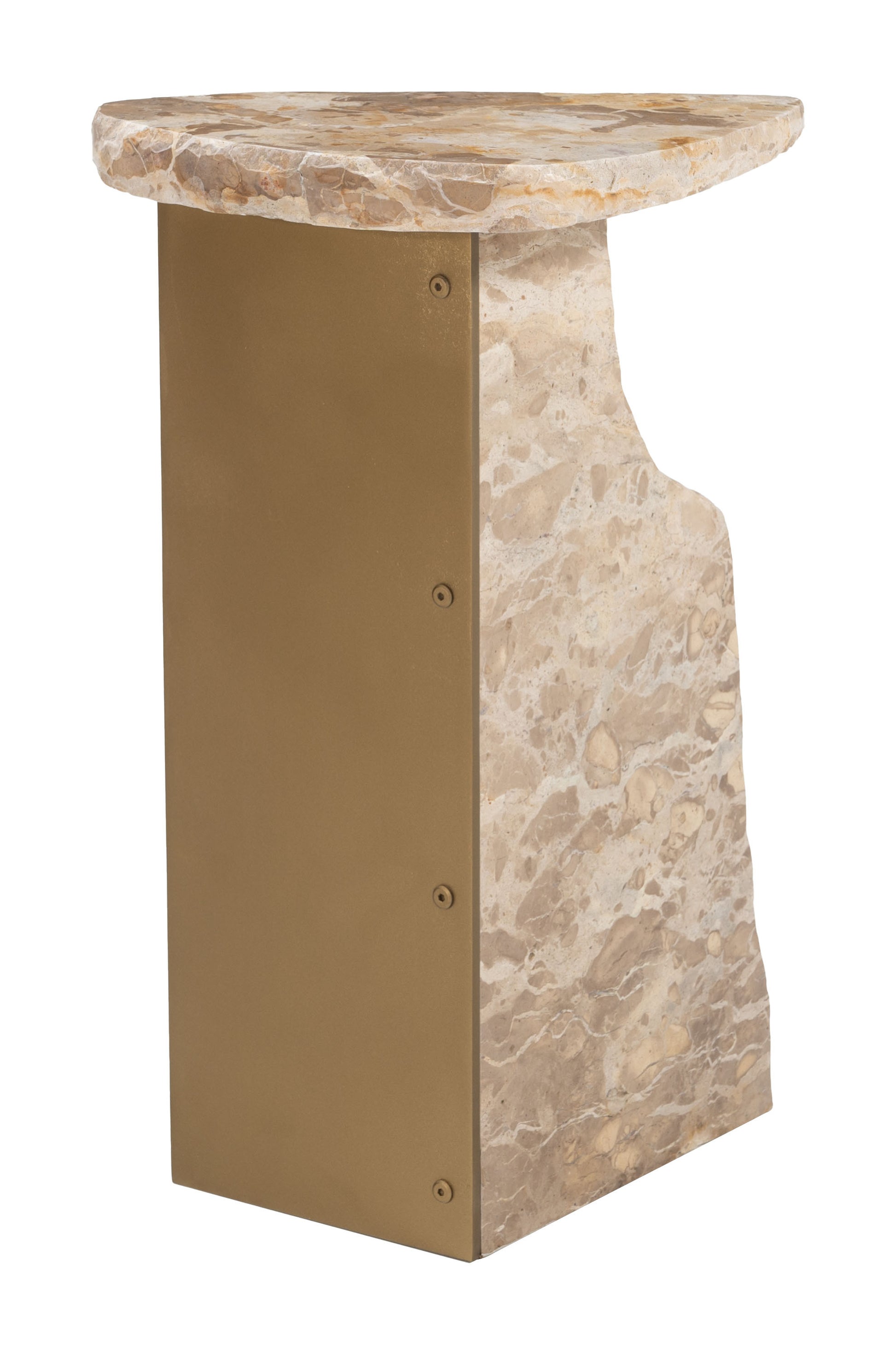 24" Beige Marble Pedestal End Table-End-Side Tables-DECOROLALA