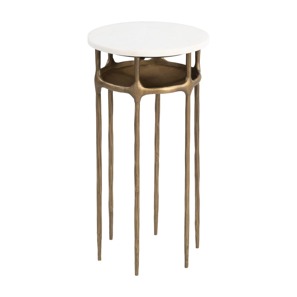22" White Iron Pedestal End Table-0