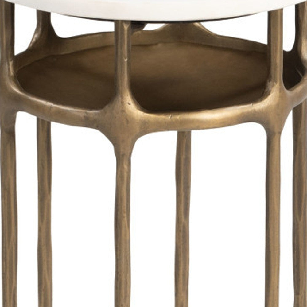 22" White Iron Pedestal End Table-6