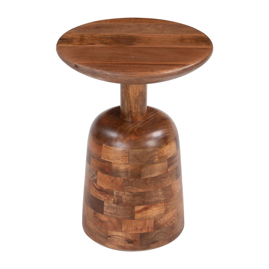 22" Brown Wood Pedestal End Table-2