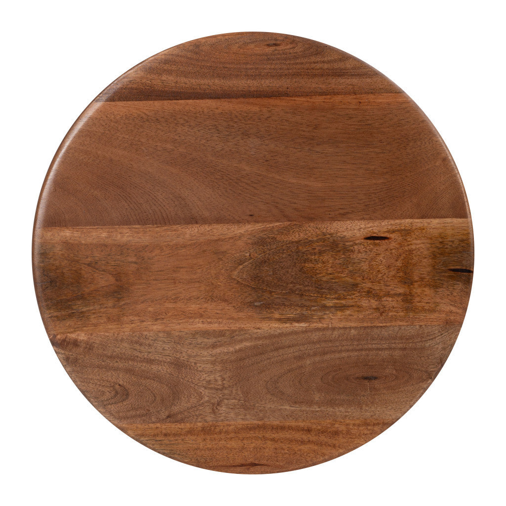 22" Brown Wood Pedestal End Table-3