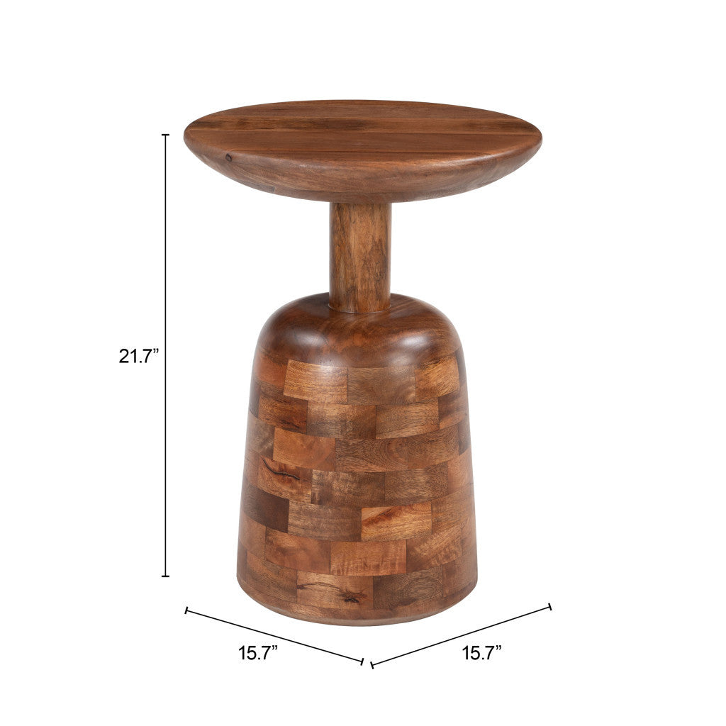 22" Brown Wood Pedestal End Table-8