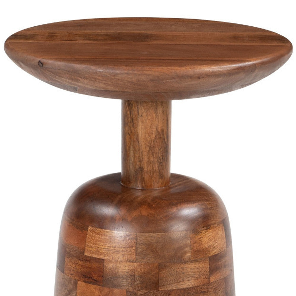 22" Brown Wood Pedestal End Table-5