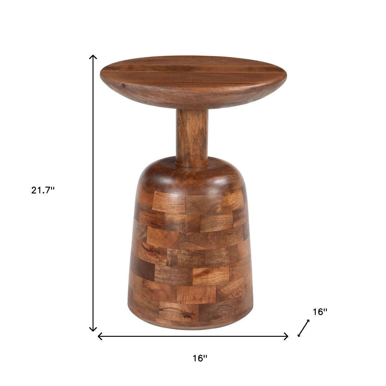 22" Brown Wood Pedestal End Table-6