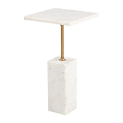22" White Marble Pedestal End Table-0
