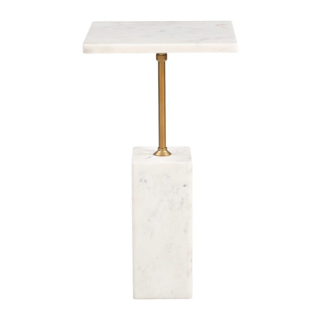 22" White Marble Pedestal End Table-2