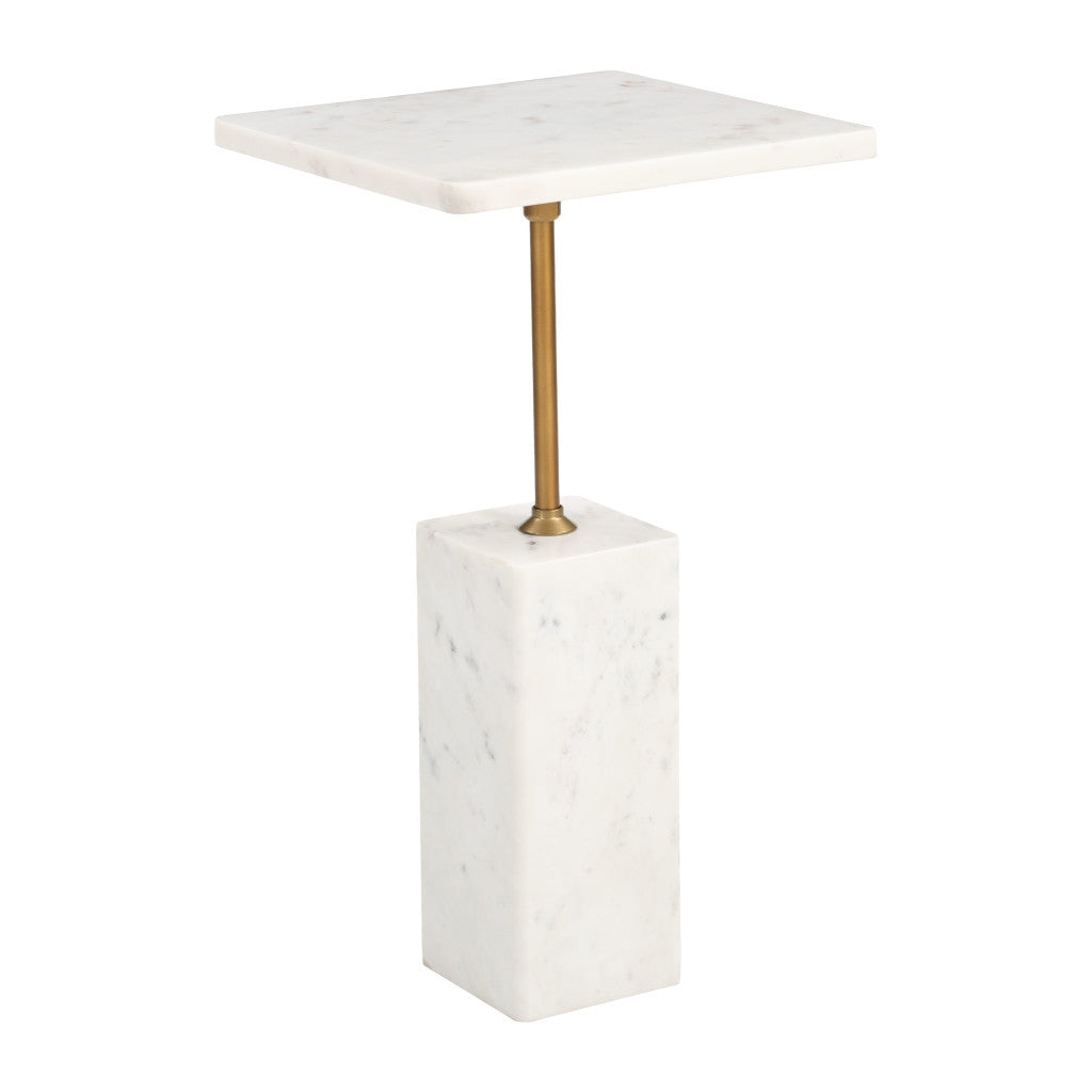 22" White Marble Pedestal End Table-3