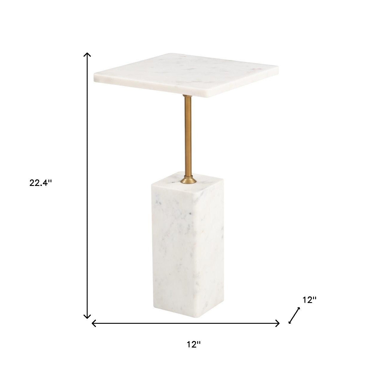22" White Marble Pedestal End Table-7