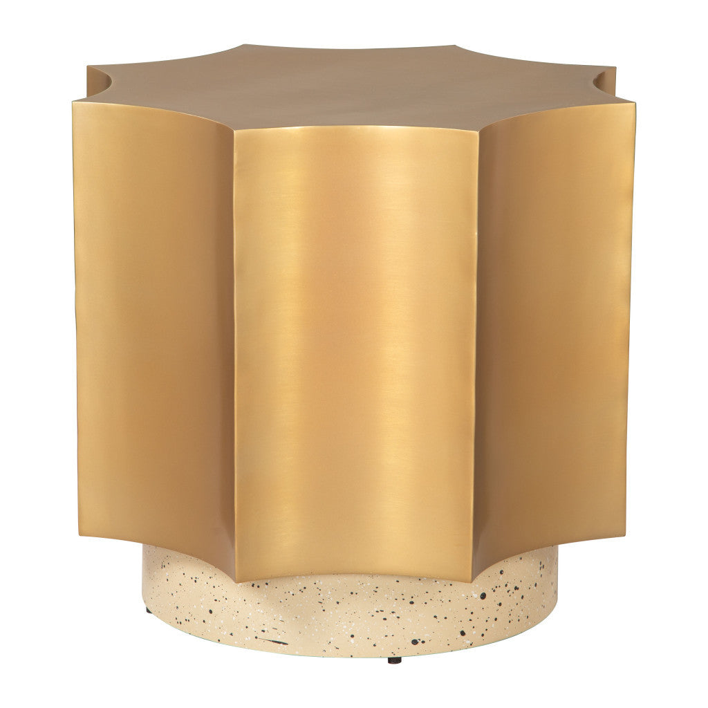 20" Beige Iron Pedestal End Table-0