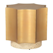 20" Beige Iron Pedestal End Table-0