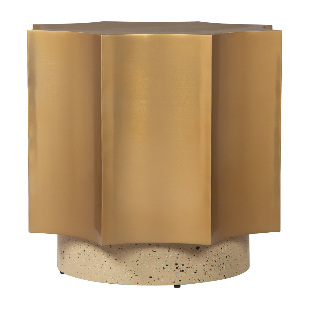 20" Beige Iron Pedestal End Table-2