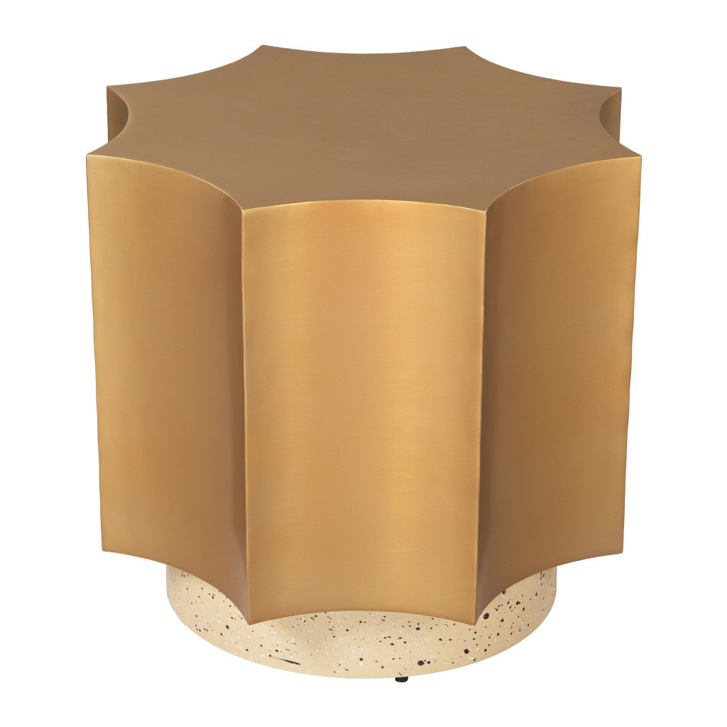 20" Beige Iron Pedestal End Table-3