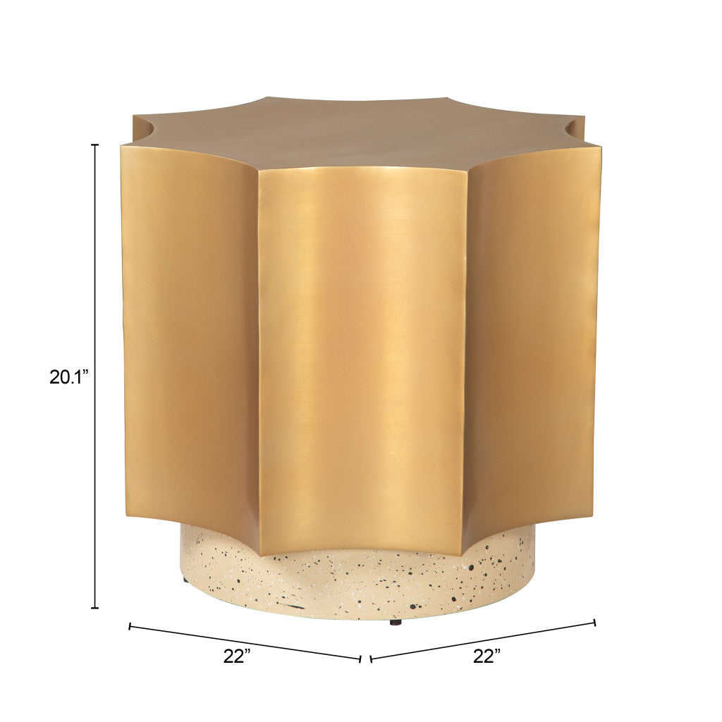 20" Beige Iron Pedestal End Table-8