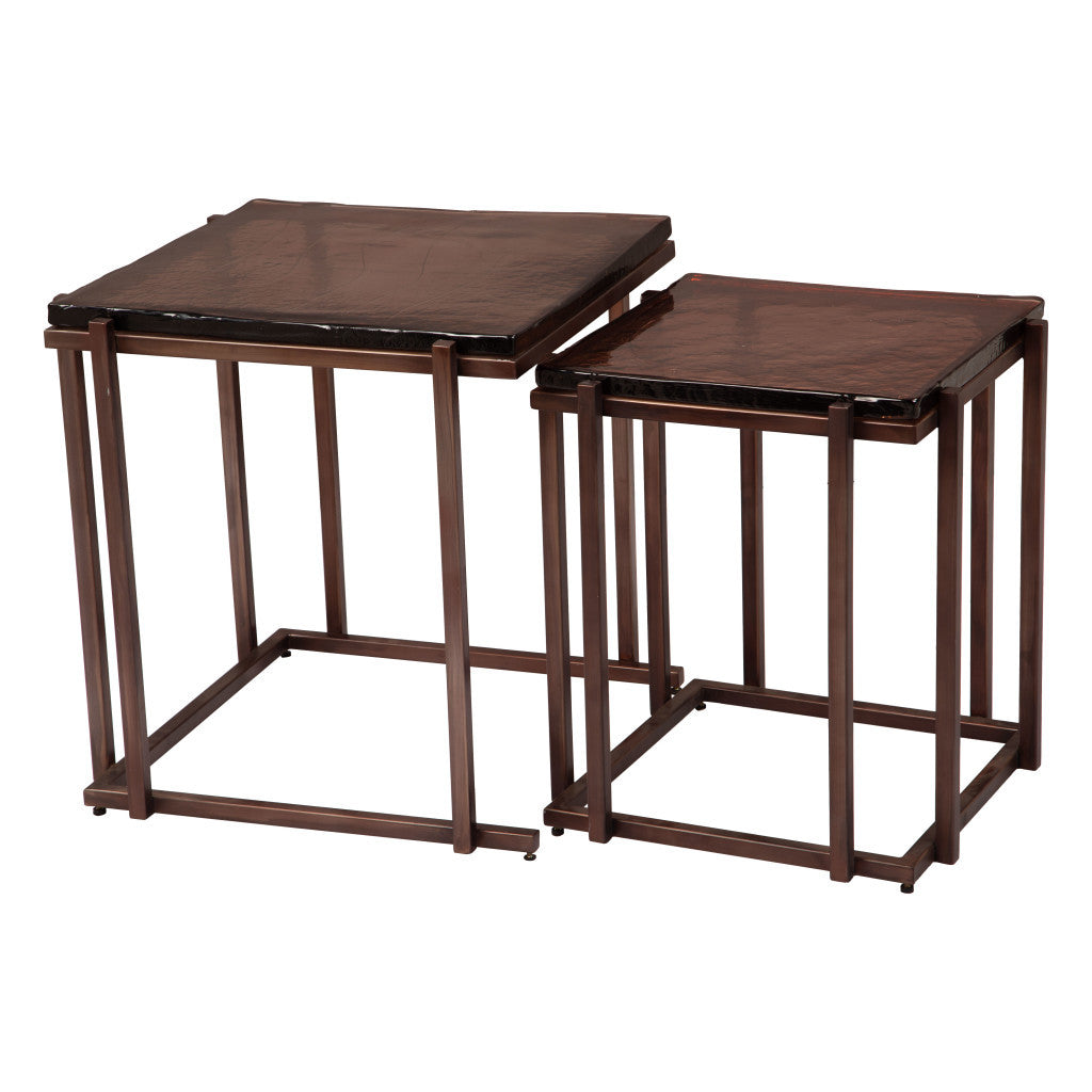 22" Bronze Iron Pedestal End Table-1