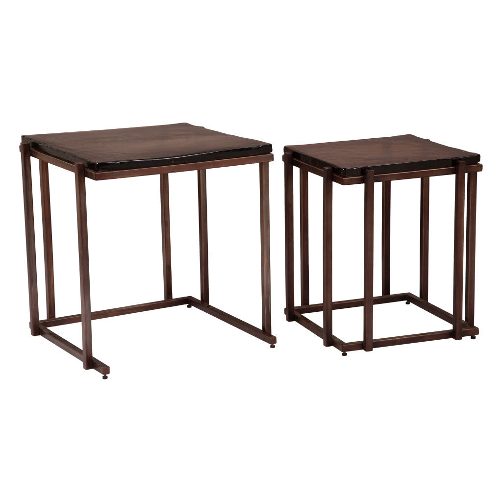 22" Bronze Iron Pedestal End Table-3