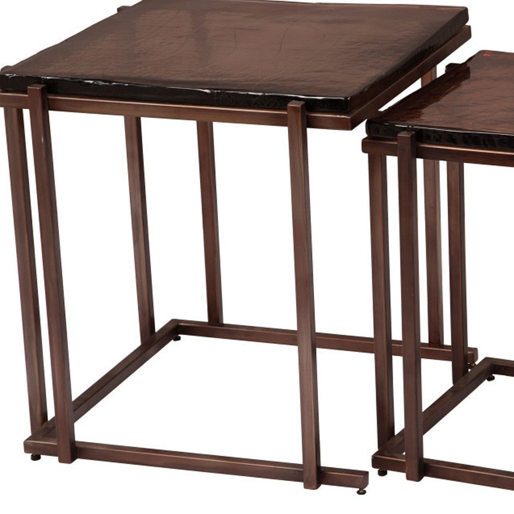 22" Bronze Iron Pedestal End Table-5