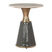 22" Clear and Gold Wood Pedestal End Table-0