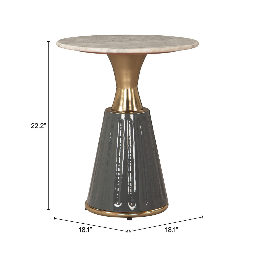 22" Clear and Gold Wood Pedestal End Table-8