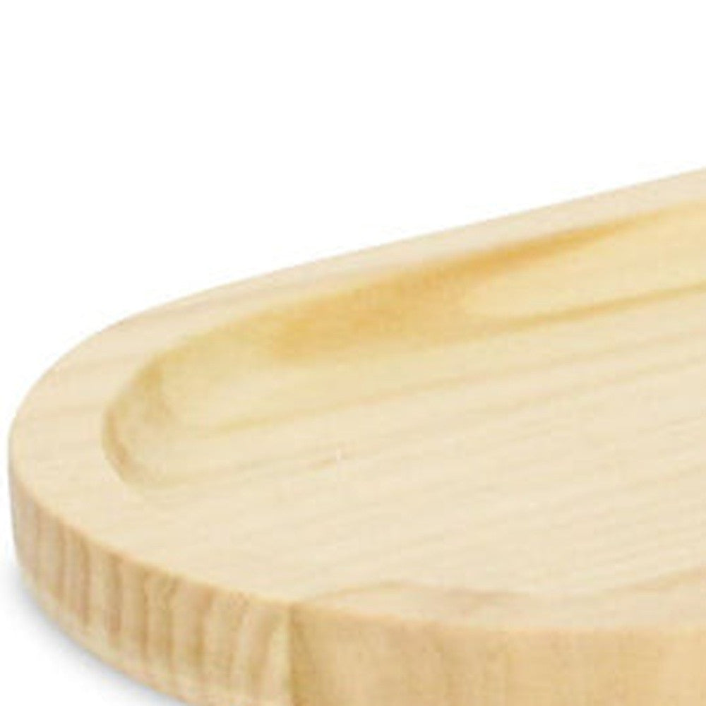 12" Natural Solid Wood Handmade Oval Vanity Tray-7