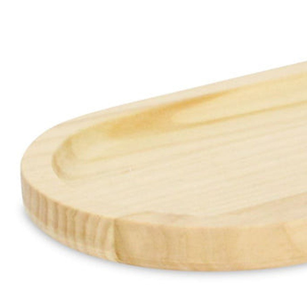 12" Natural Solid Wood Handmade Oval Vanity Tray-8