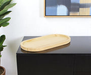 12" Natural Solid Wood Handmade Oval Vanity Tray-0