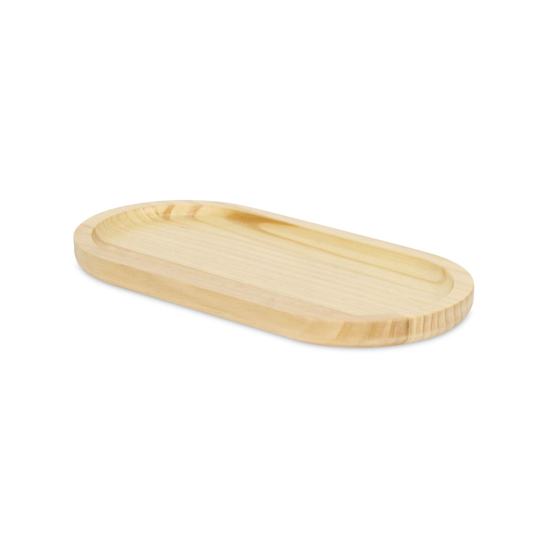 12" Natural Solid Wood Handmade Oval Vanity Tray-2